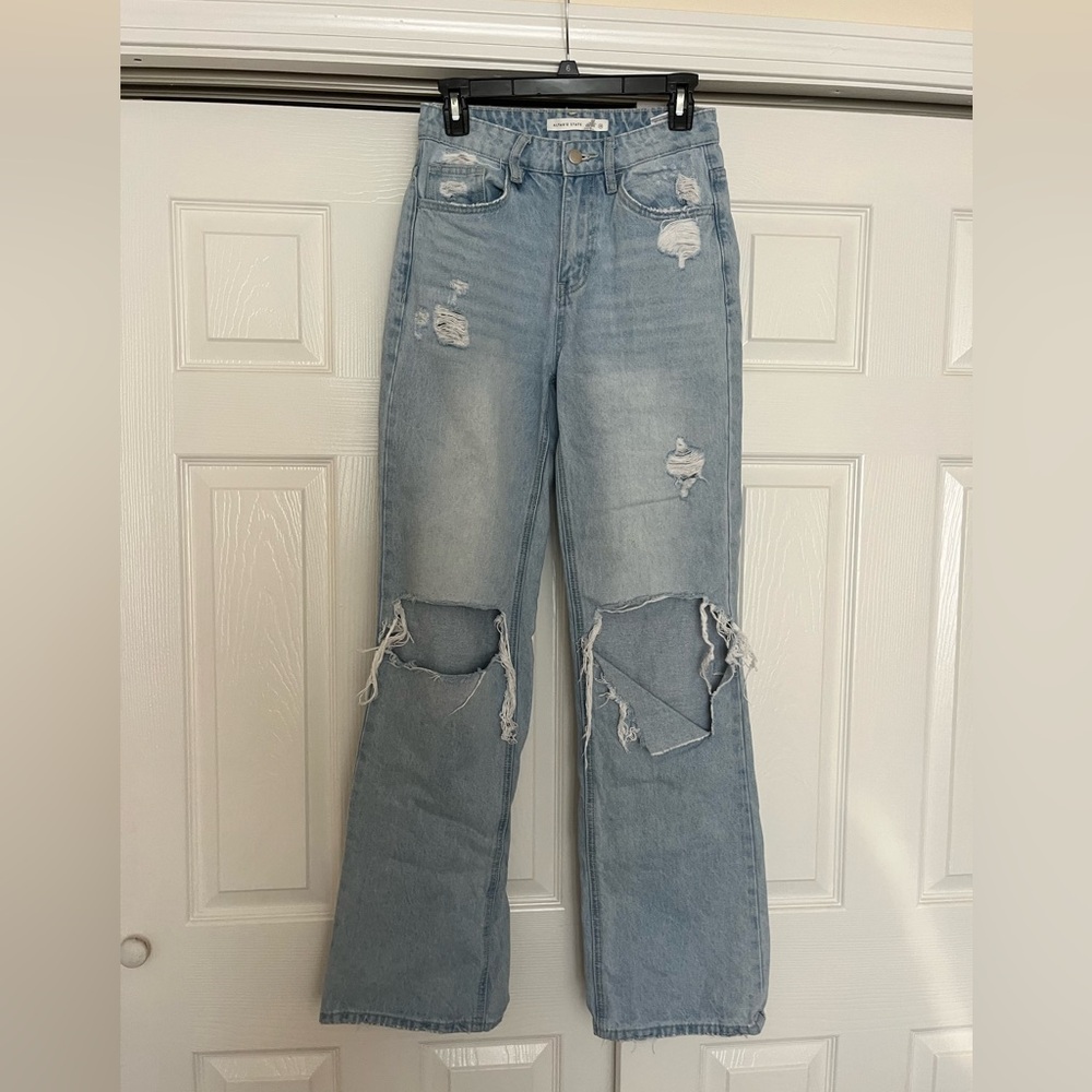 Altar'd State Light Blue Distressed Flare Jeans